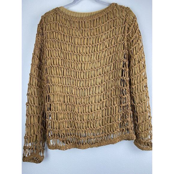 Vintage Brooks Brothers Sz S 2 Pc Brown LS Sweater With Lattice Laced Overlay - Picture 3 of 10